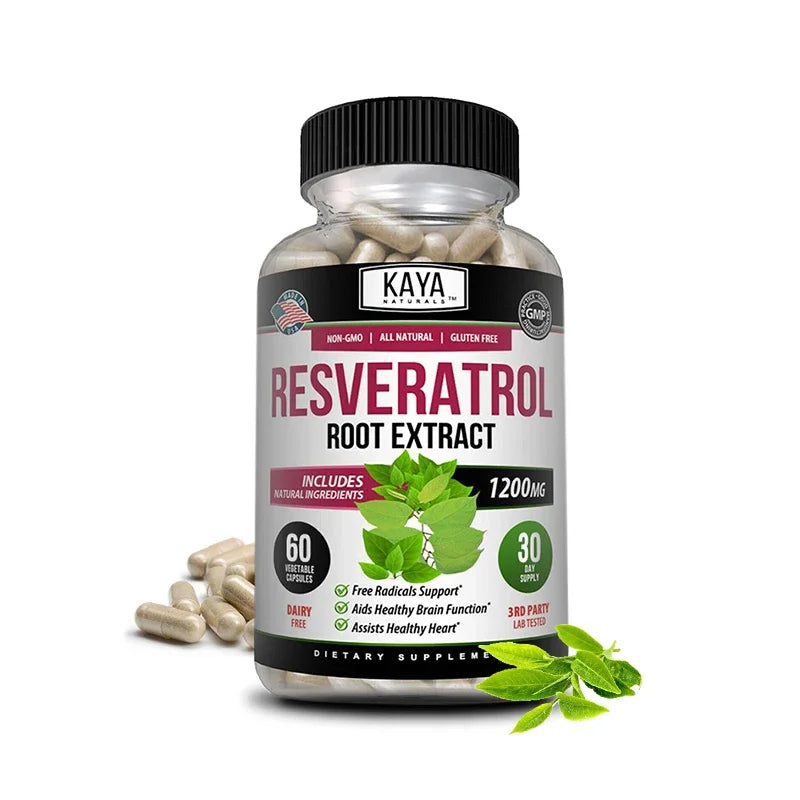 Resveratrol Capsules – Antioxidant & Circulatory Support, Non-GMO, 30/60/120 Caps