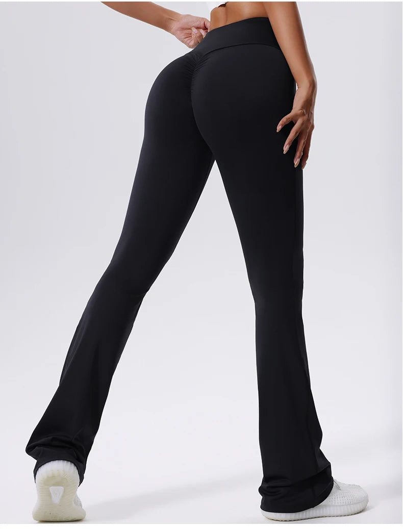 Women’s High-Waist Flared Yoga Leggings – Breathable Gym & Fitness Pants