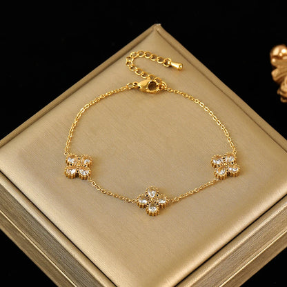 316L Stainless Steel White Zirconia Jewelry Set – Necklace, Bracelet & Earrings for Women