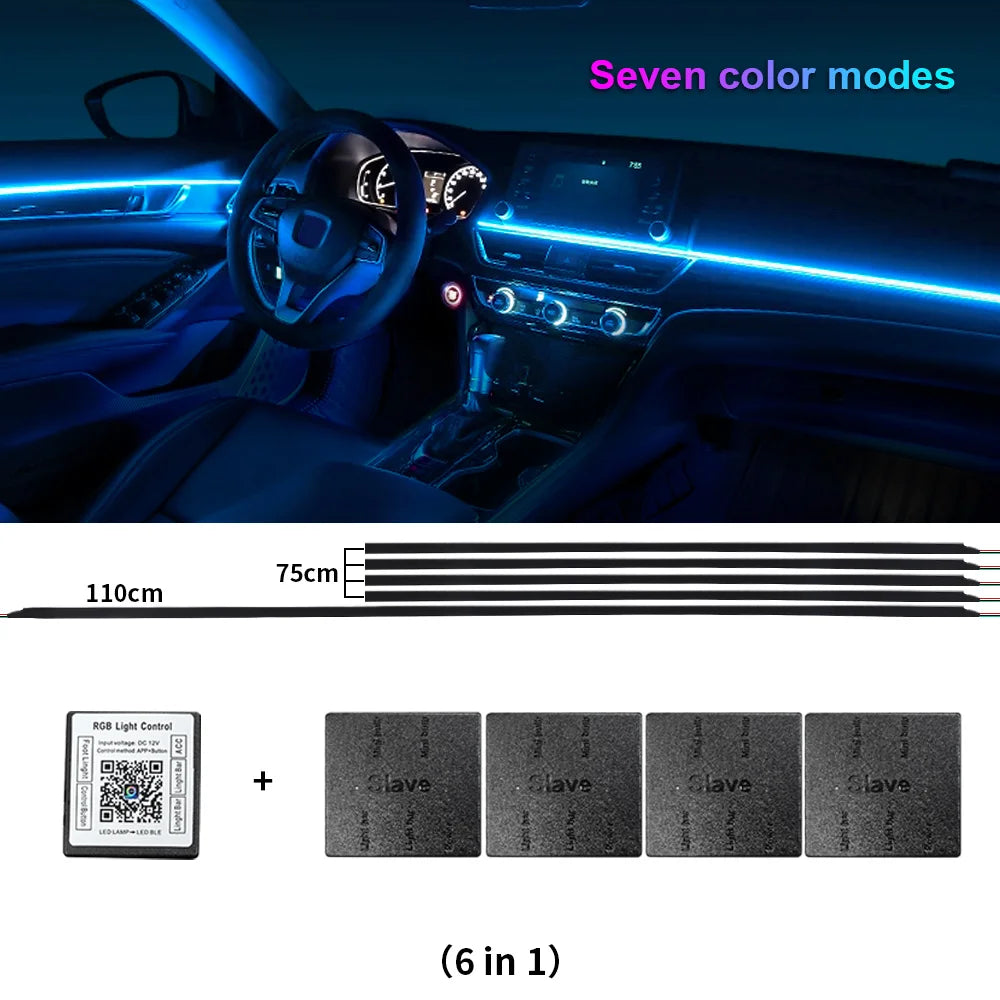 RGB Car Ambient Lights Kit – 64 Color Bluetooth LED Strip Set