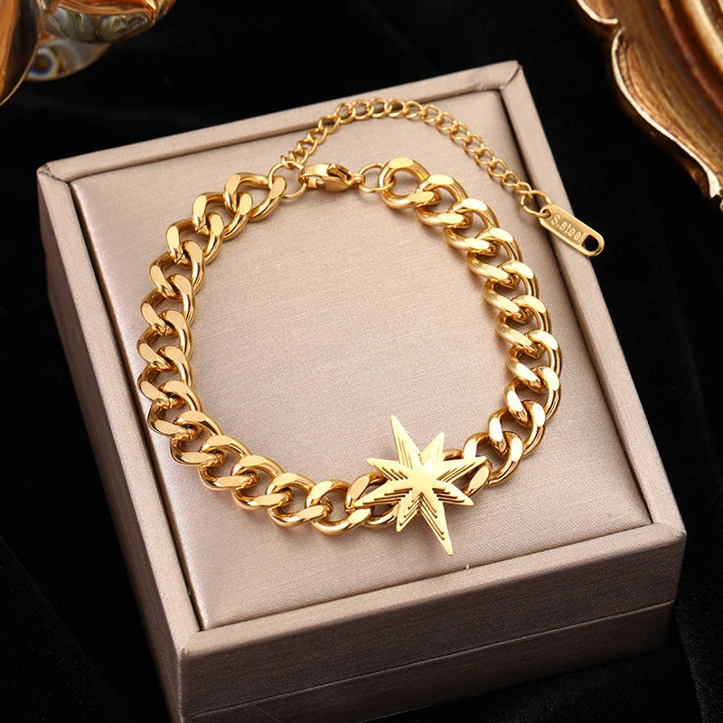 316L Stainless Steel Gold Link Bracelet for Women – Trendy & Durable