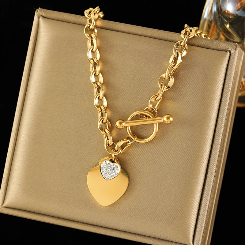 Gold-Plated Heart Pendant Necklace