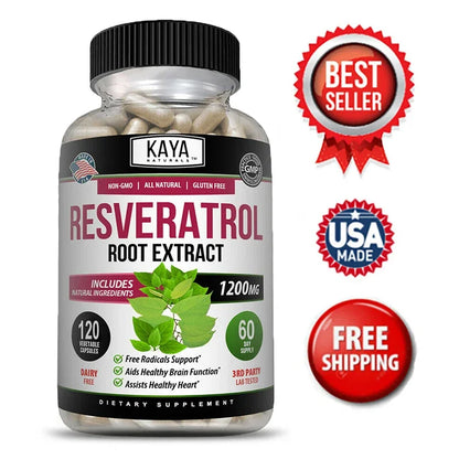 Resveratrol Capsules – Antioxidant & Circulatory Support, Non-GMO, 30/60/120 Caps