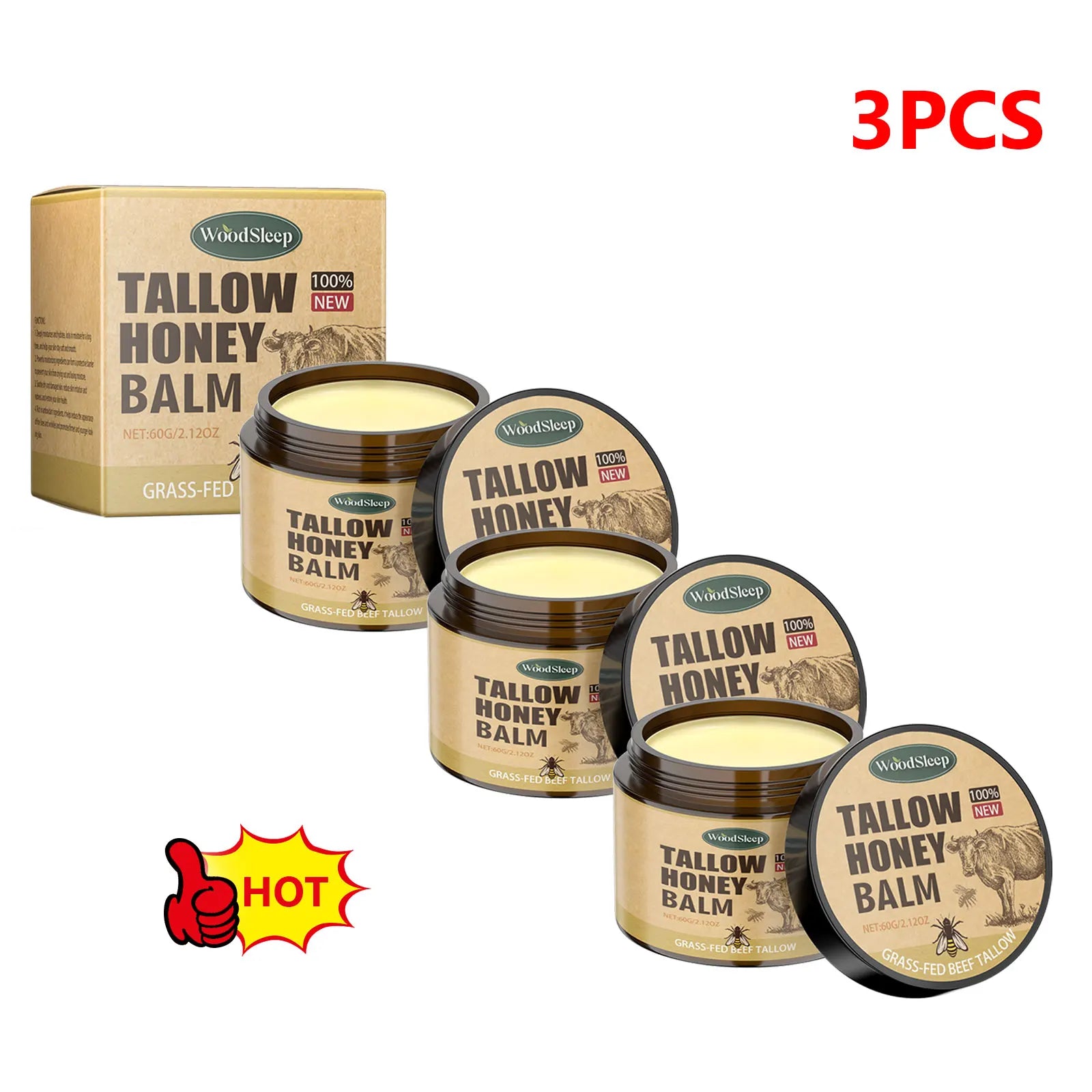 Beef Tallow Honey Balm – Organic Face & Body Moisturizer