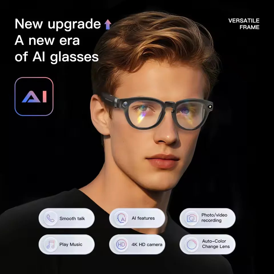 2026 New 4K HD AI Smart Glasses Men 800W Pixel Camera Bluetooth Call 4GB WIFI Transmission Voice Assistant Smart Glasses Women