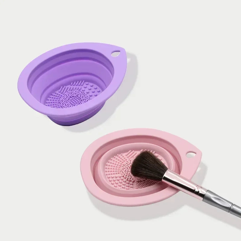 Silicone Makeup Brush Cleaner – Folding Powder Puff Cleaning Bowl for Eyeshadow Brushes