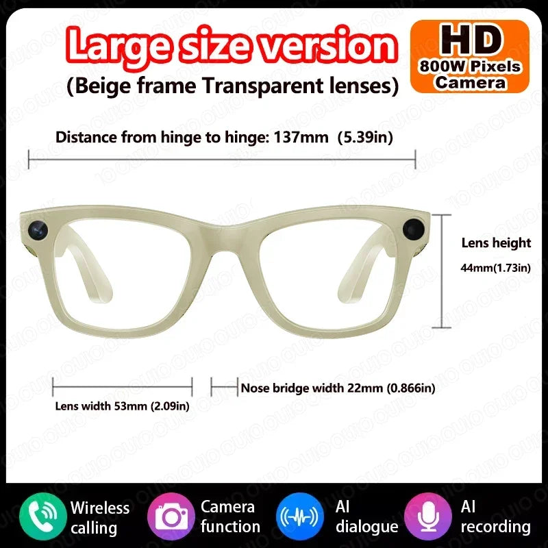 2026 Al Smart Glasses 4K HD Video 800MP Camera WiFi Transfer  Chat GPT VoiceAssistant BT Call with  Charging Case