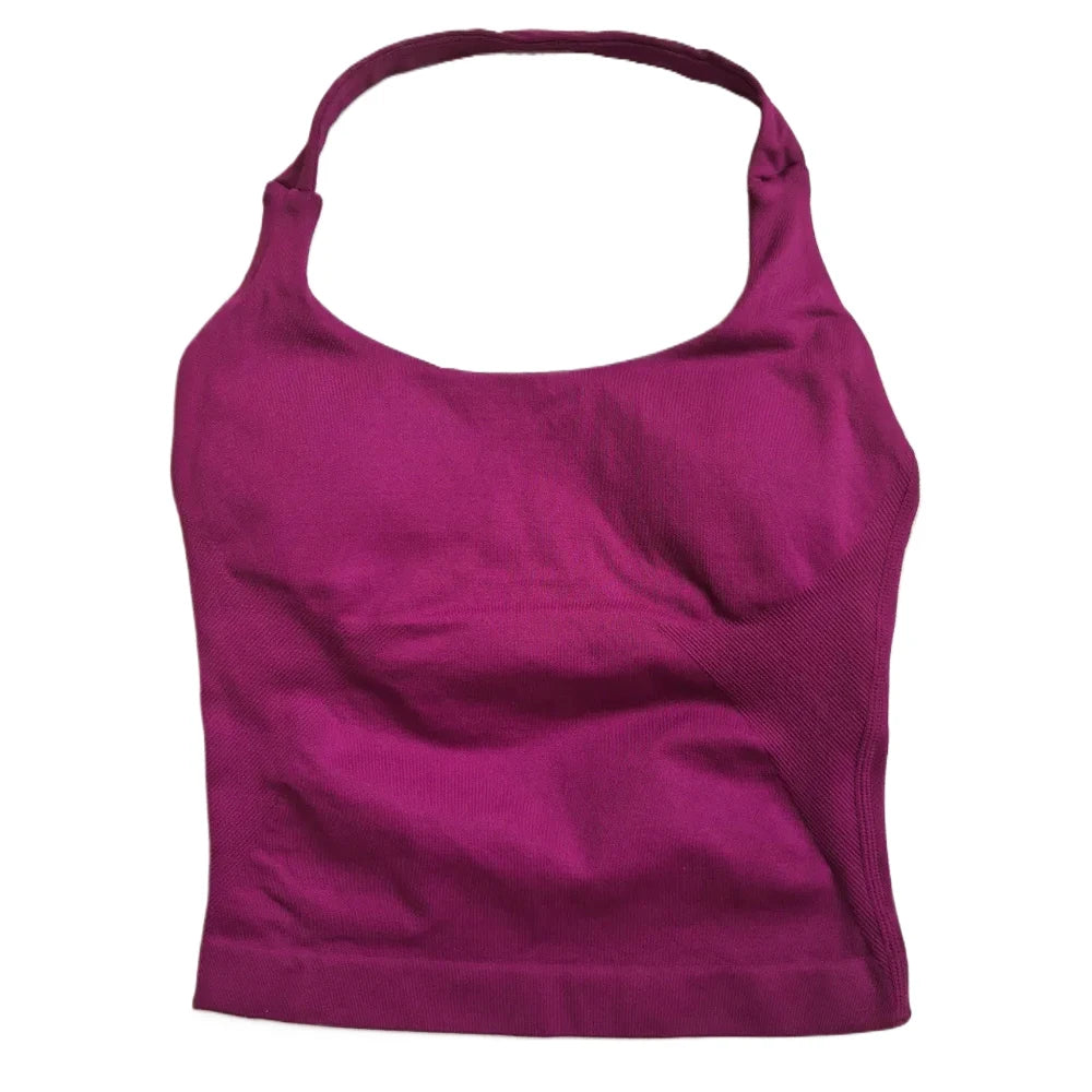 Women’s Strappy Gym Top – Padded Backless Yoga & Workout Tank