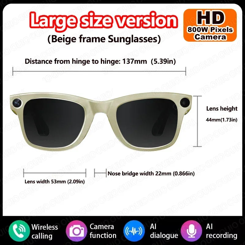 2026 Al Smart Glasses 4K HD Video 800MP Camera WiFi Transfer  Chat GPT VoiceAssistant BT Call with  Charging Case