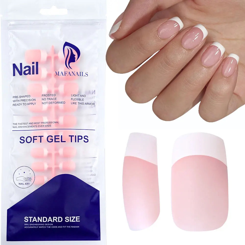 Matte White Press-On Nail Tips – Medium Almond