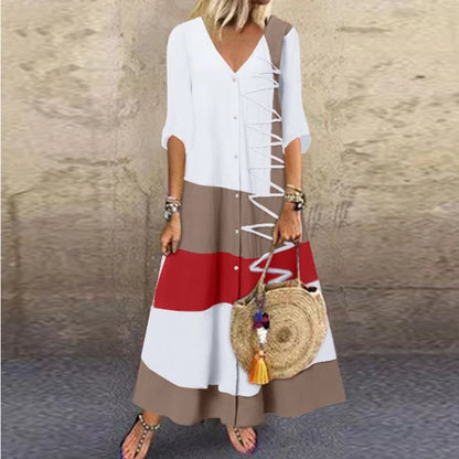Women’s Boho Maxi Dress – Summer Casual Floral Loose Long Dress for Beach & Party