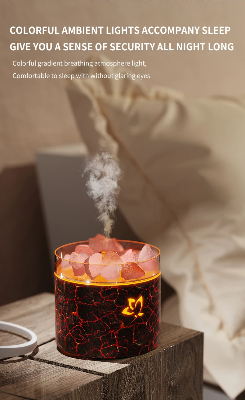 Crystal Salt Stone Aromatherapy Machine Colorful Atmosphere Lamp Atomization Humidification Suitable for Office and Bedroom