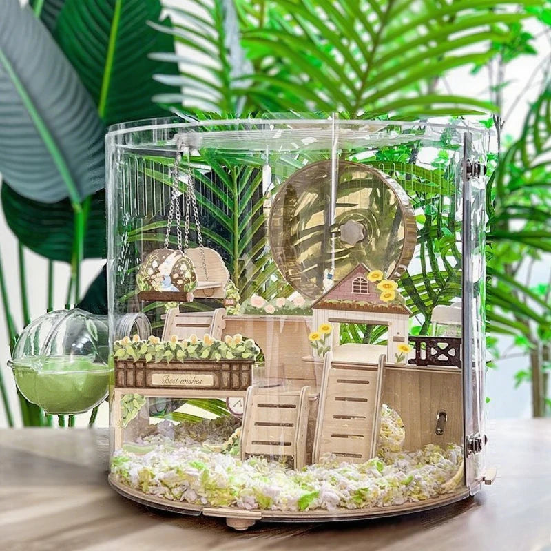 Breathable Hamster Cage Large Luxury Hamster House Transparent Beds Furniture Golden Hamsters Cages with Toy Accessories Houses