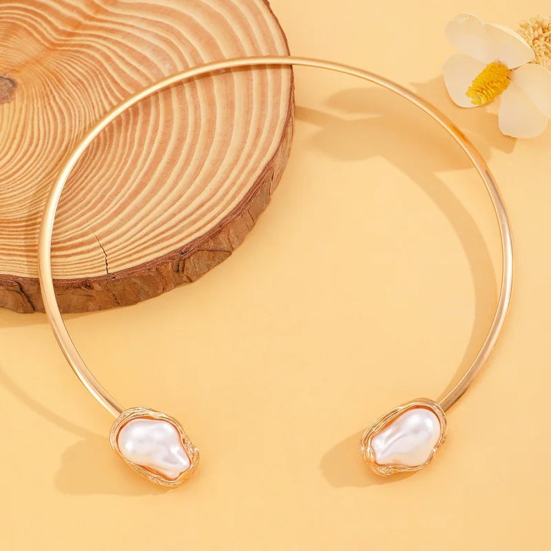 Trendy Baroque Pearl Necklace, Bracelet & Ring Set – Wedding & Party Jewellery for Women