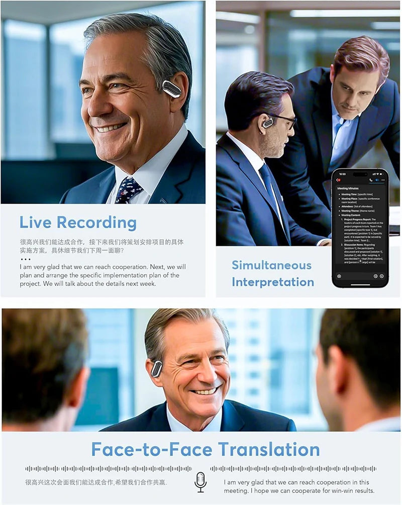 AI Translator Earbuds – 144 Languages, Noise-Cancelling Bluetooth for Travel & Business