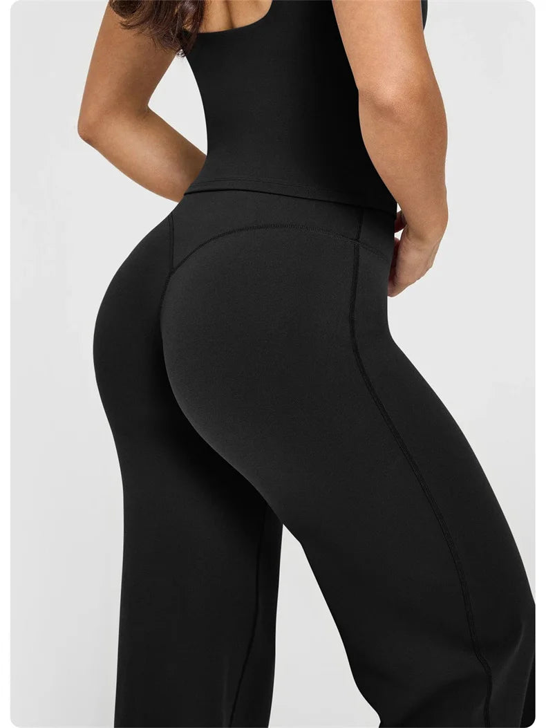 High-Waisted Wide-Leg Yoga Leggings for Women – Stretch Gym & Workout Pants