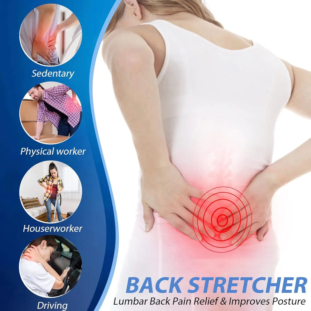 Back Stretcher for Lower Back Pain Relief 4 Level Adjustable Lumbar Cracker Board Stretching Device for Scoliosis Sciatica