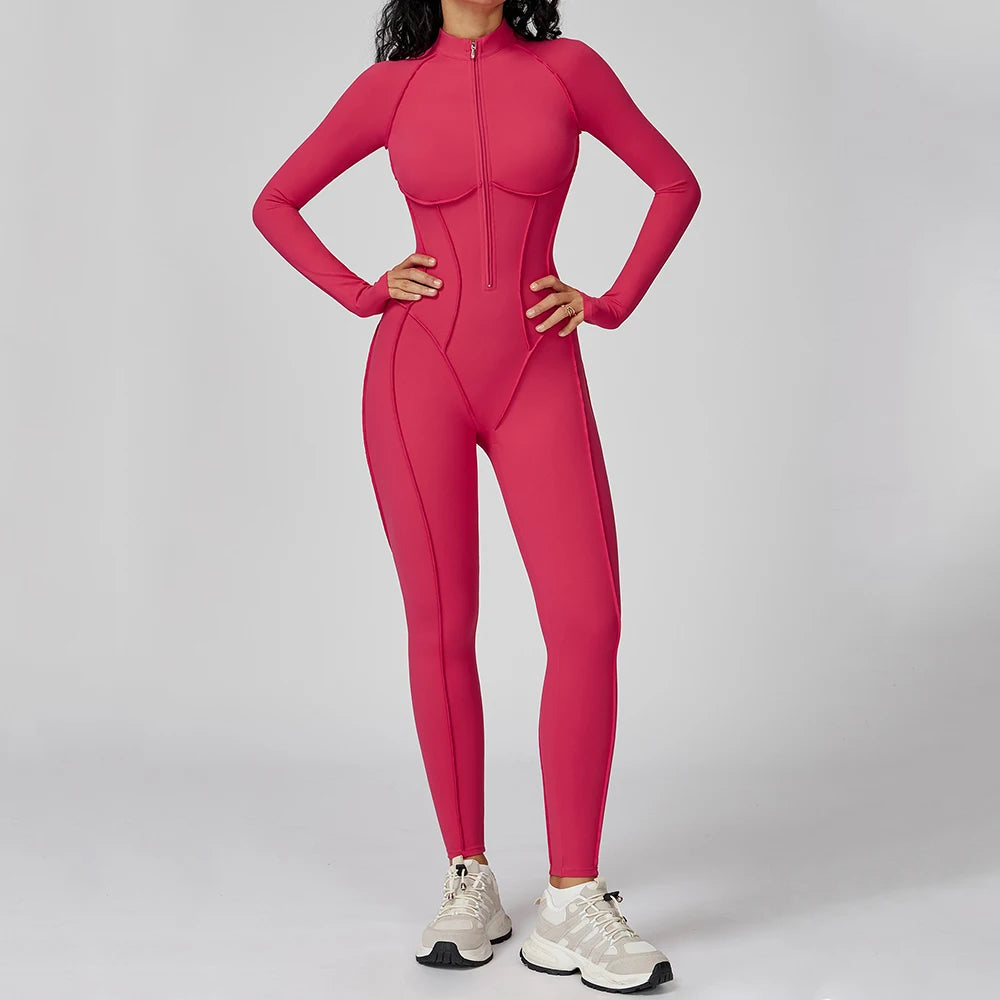 Women's Long Sleeve Yoga Bodysuit – High-Intensity Gym & Fitness Jumpsuit