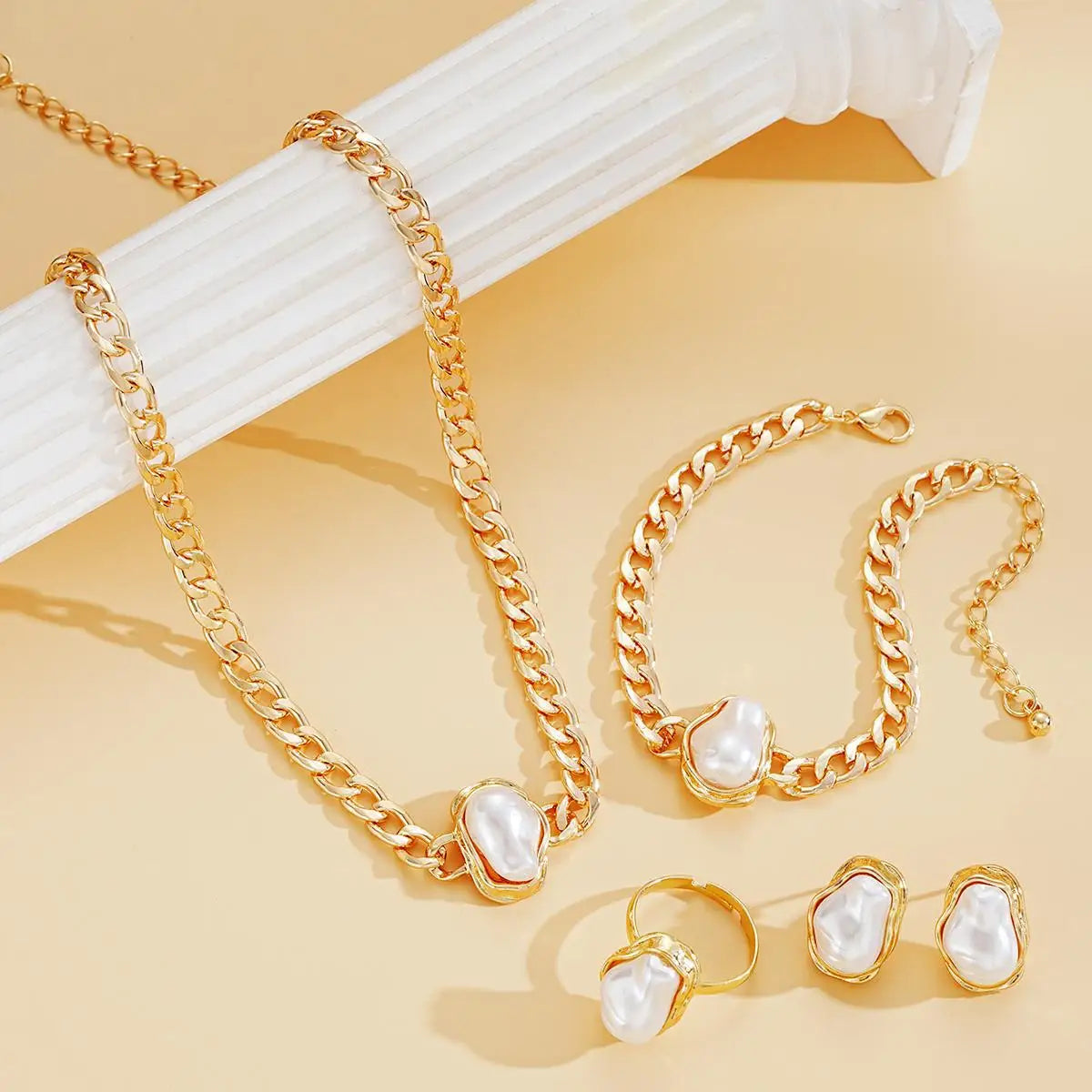 4-Piece Pearl Jewelry Set for Women