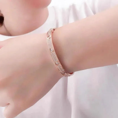 Moissanite Wedding Ring & Bracelet Set for Women – 18K Rose Gold Plated Silver