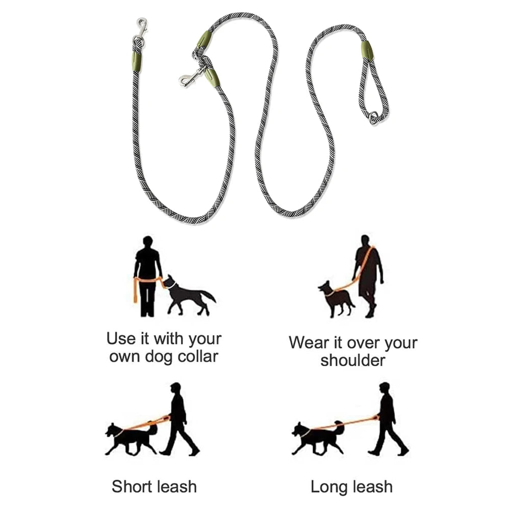 Reflective Nylon Dog Leash Hands Free Running Walking Lead for Small Medium Large Dogs