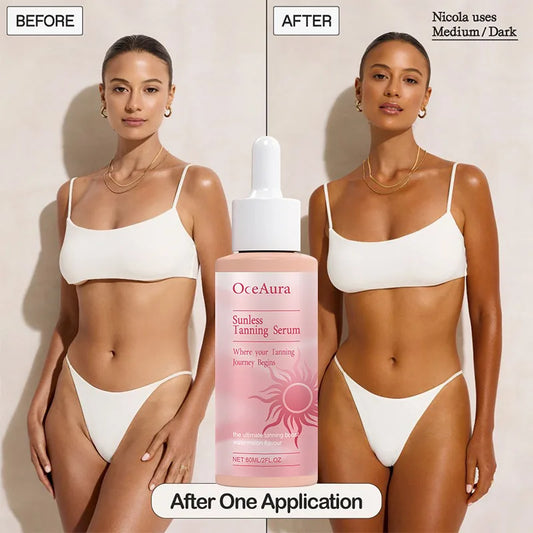 Natural Self Tanning Drops – Herbal Bronzer for Face & Body Sunless Gradual Tan