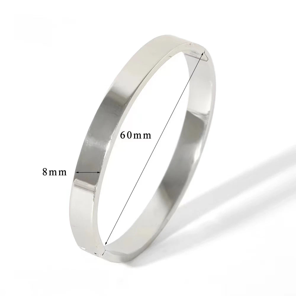 Minimalist Gold-Tone Stainless Steel Bangle Bracelet – Waterproof Oval Design for Women