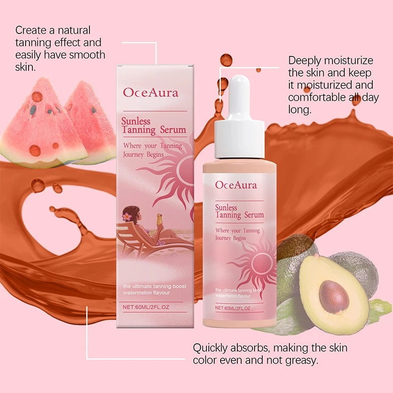 Natural Self Tanning Drops – Herbal Bronzer for Face & Body Sunless Gradual Tan