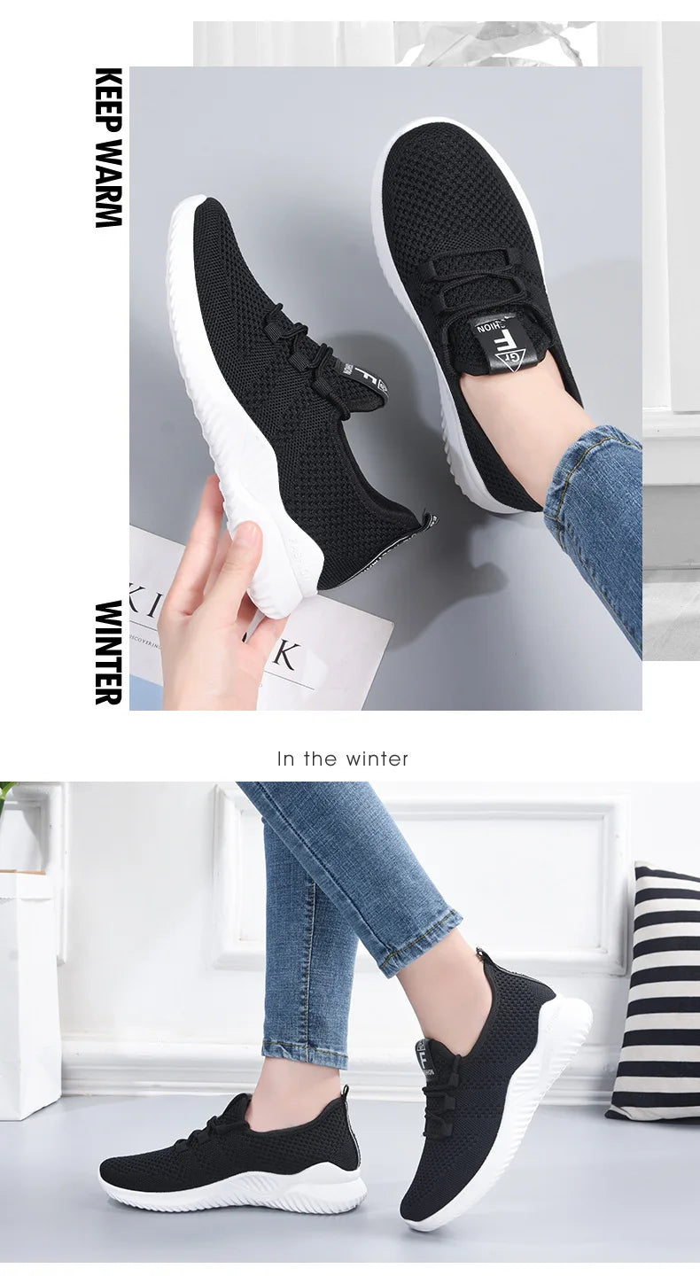 Comfortable Women's Casual Sneakers Summer Breathable Flat Shoes Fashion Women Sneakers Versatile Lace-Up Running Shoes 2026 New