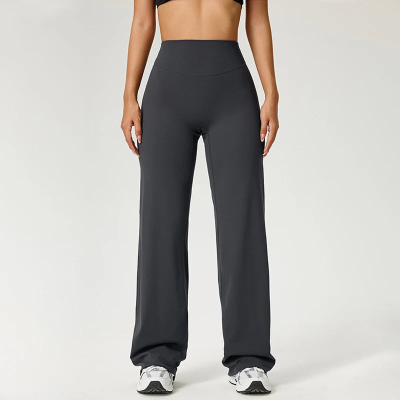 TRY TO BN Women's High Waisted Straight Leg Yoga Pants Gym Leggings Naked Feel Buttery Soft Breathable Running Workout Trousers