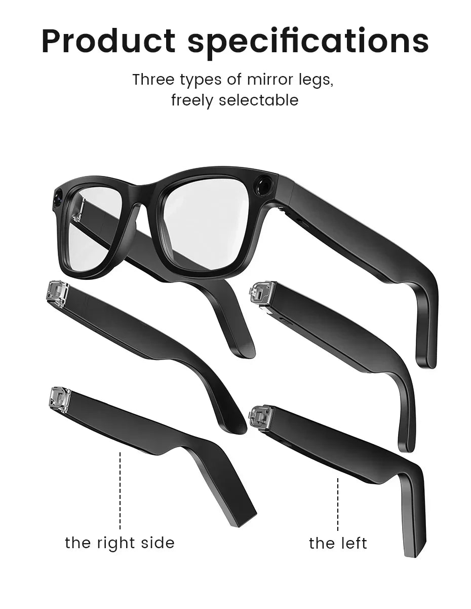 2026 Al Smart Glasses 4K HD Video 800MP Camera WiFi Transfer  Chat GPT VoiceAssistant BT Call with  Charging Case