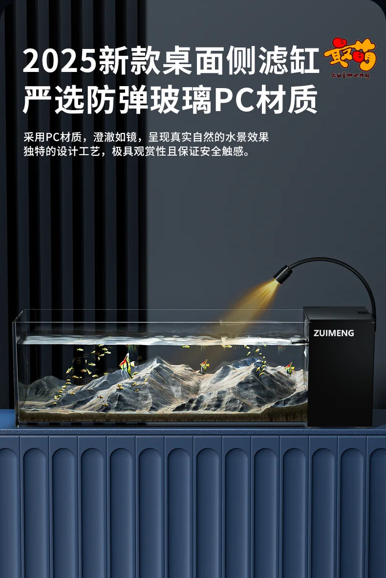 ‌Turtle Aquarium Tank - Fish & Turtle Hybrid Habitat with Stream Landscape, Luxury Villa Ecosystem for Home/Office