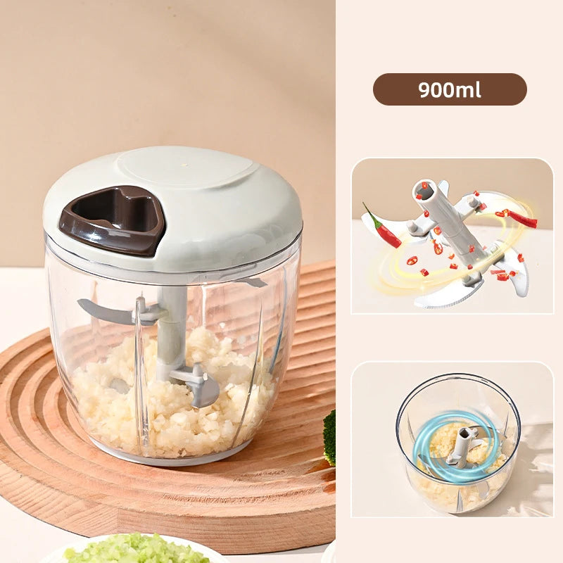 Manual Pull String Food Chopper – Multi Function Vegetable Garlic Mincer