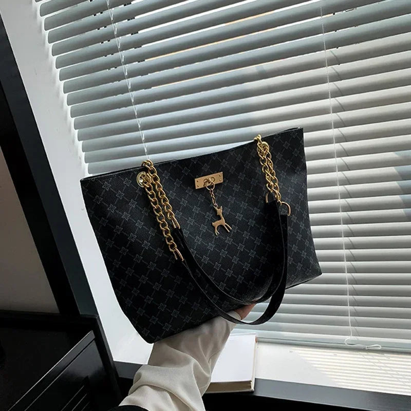 Presbyopic Handbag Luxury Design Large Capacity Handbag Women Fashion Printing Shoulder Bag Trendy Shopping Bag With Pendant