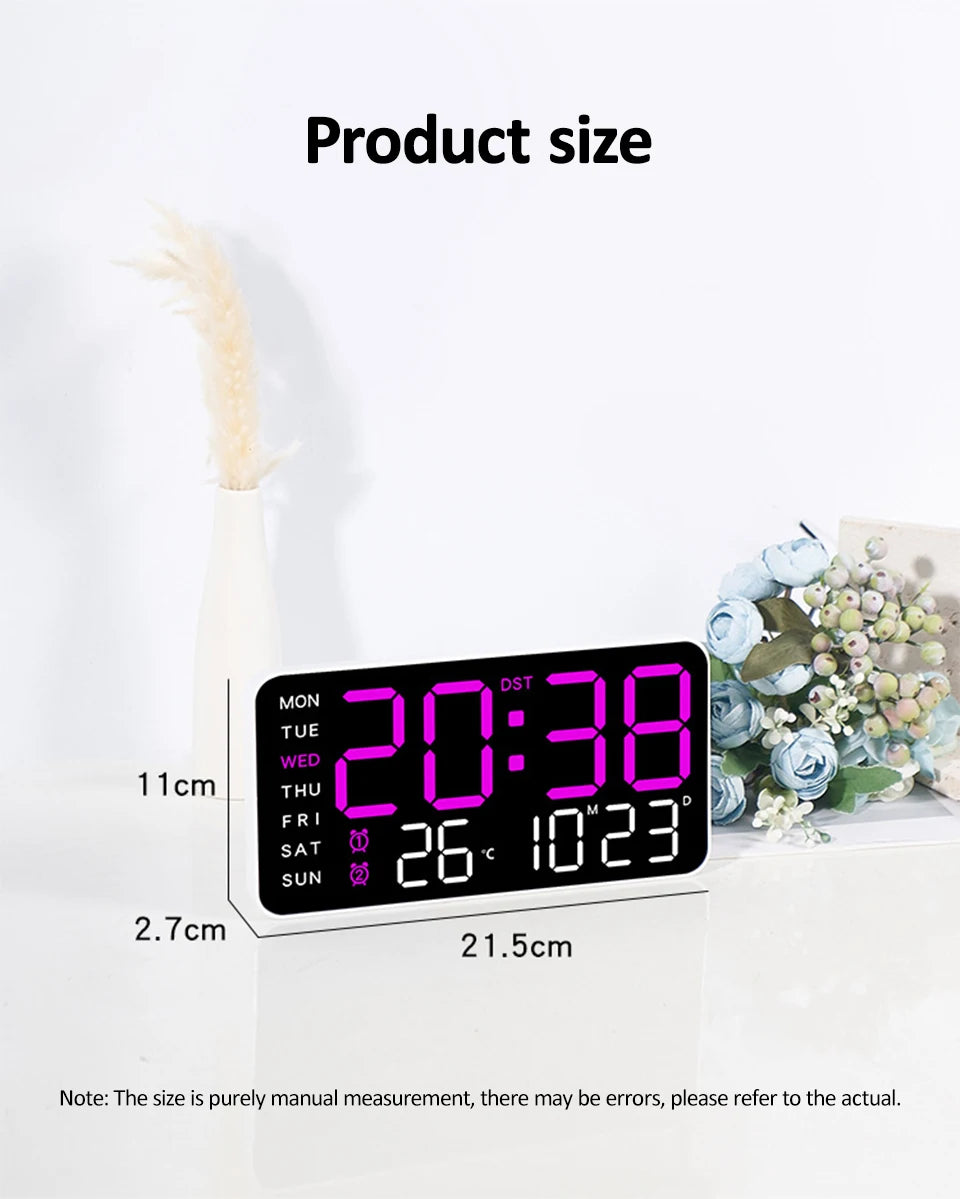 LED Digital Wall Clock with Voice Control