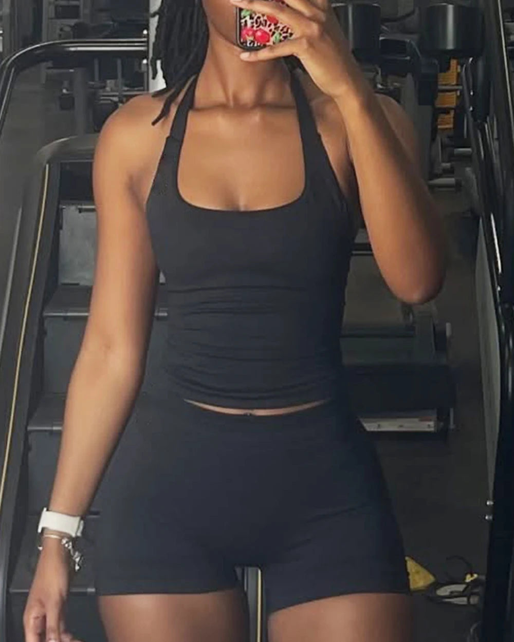 Women’s Strappy Gym Top – Padded Backless Yoga & Workout Tank