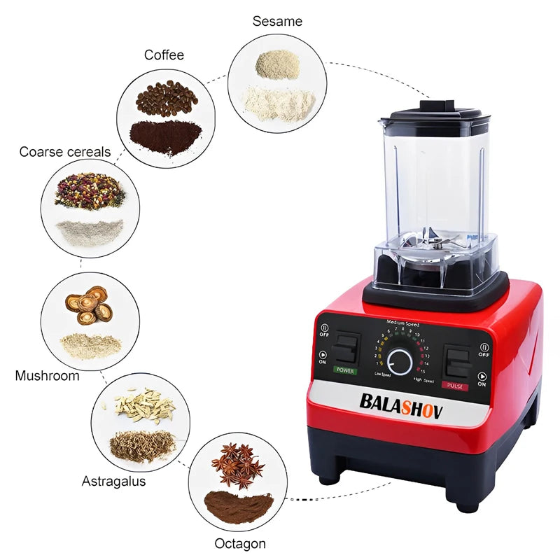 2000W High Power Commercial Blender Heavy Duty Smoothie Ice Crusher Food Processor BPA Free Kitchen Blender
