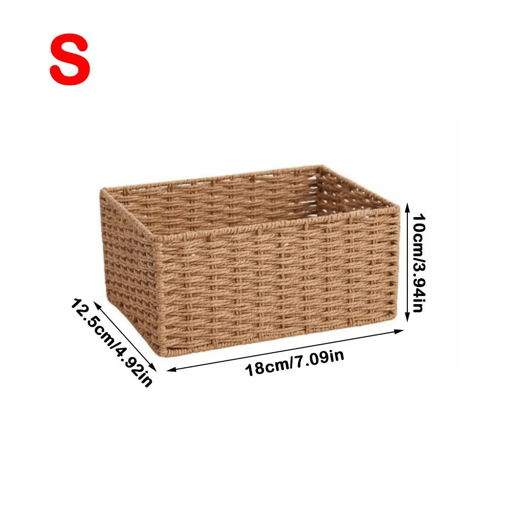 Durable Large Capacity Woven Storage Basket Handmade Reusable Snack Sundries Organizer Clothing Storage Basket