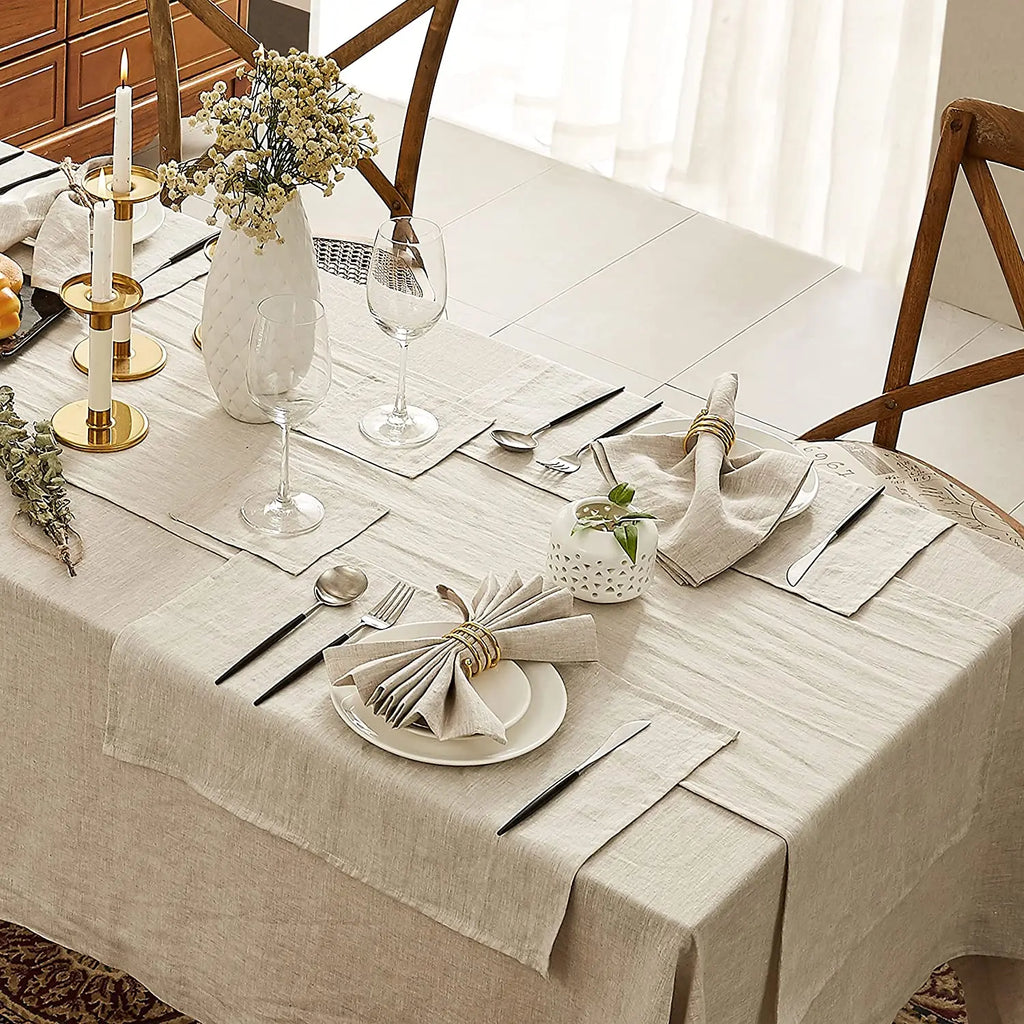 4PCS Linen Napkins – Reusable Soft Fabric Table Cloth Set