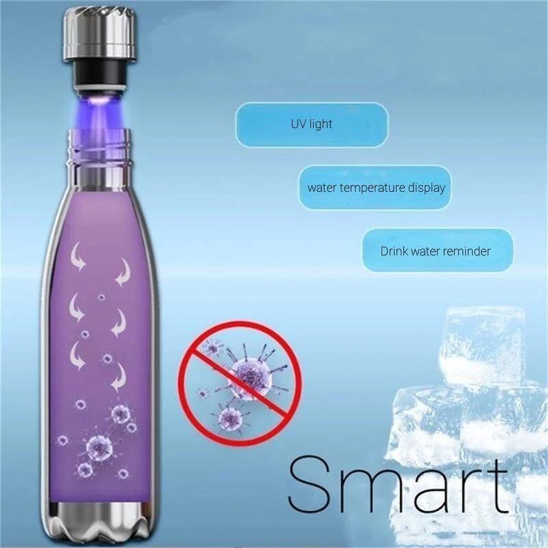 Smart UV Water Bottle – Self Cleaning Digital Thermos with Reminder