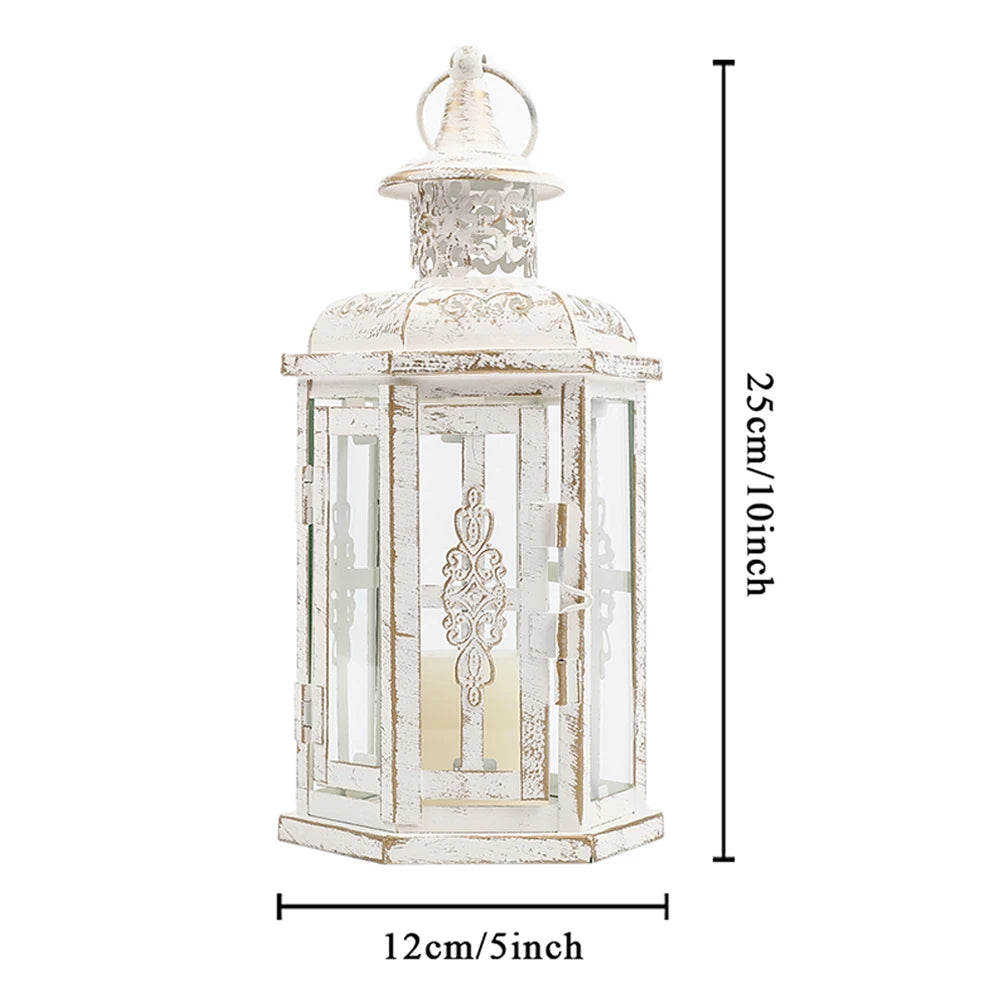 Vintage Nordic Iron Lantern – Aesthetic Hanging Candle Holder