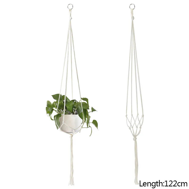 Macrame Plant Hanger – Handmade Hanging Rope Basket for Flower Pots