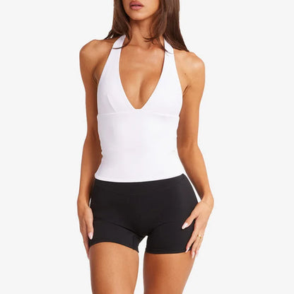 Women’s High-Impact Halter Gym Top with Built-In Pads