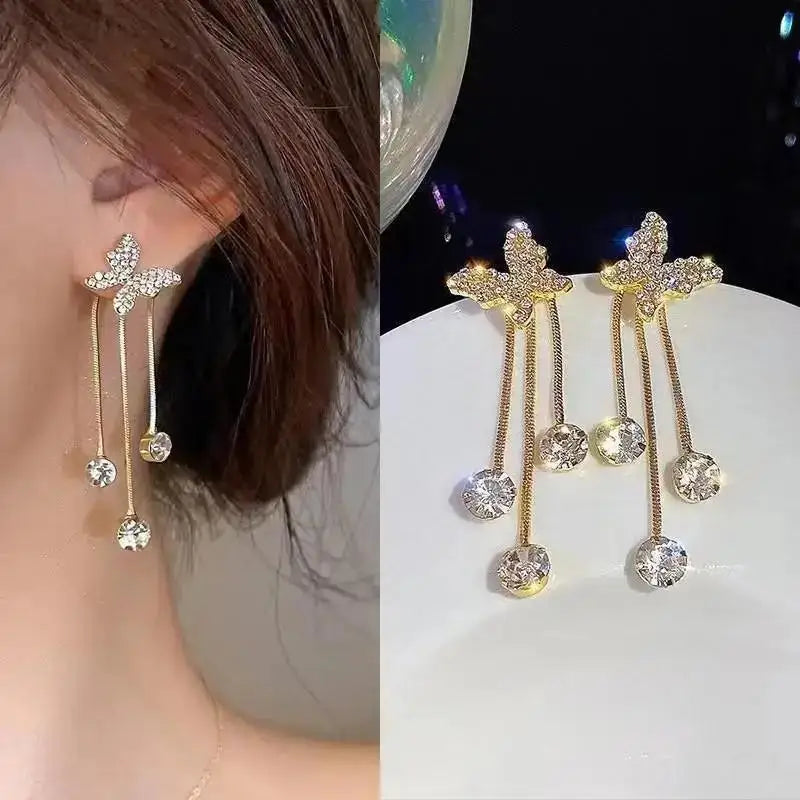 925 Silver Needle Pearl Tassel Drop Earrings for Women – Trendy Zircon Statement Jewellery