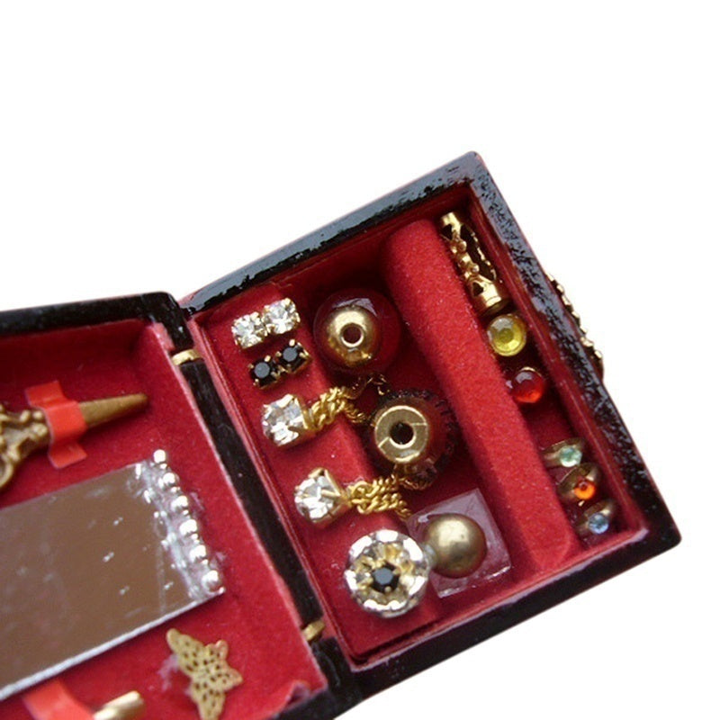 1:12 Scale Wooden Dollhouse Miniature Jewelry Box – Retro Room Decor Accessory