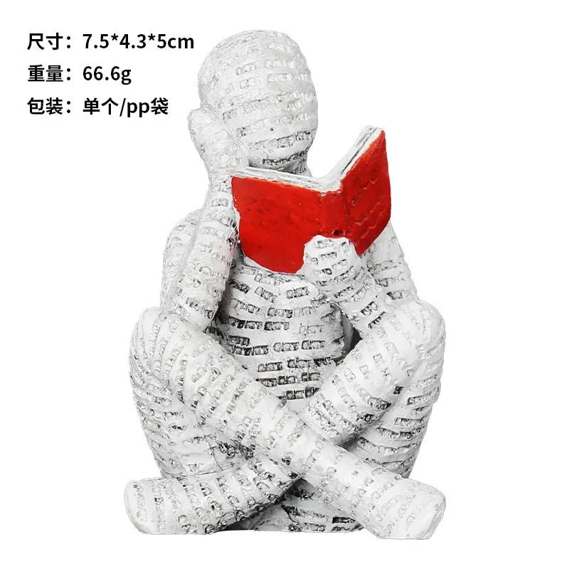 Resin Abstract Figurines – Modern Desk & Bookshelf Art Decor for Home & Office