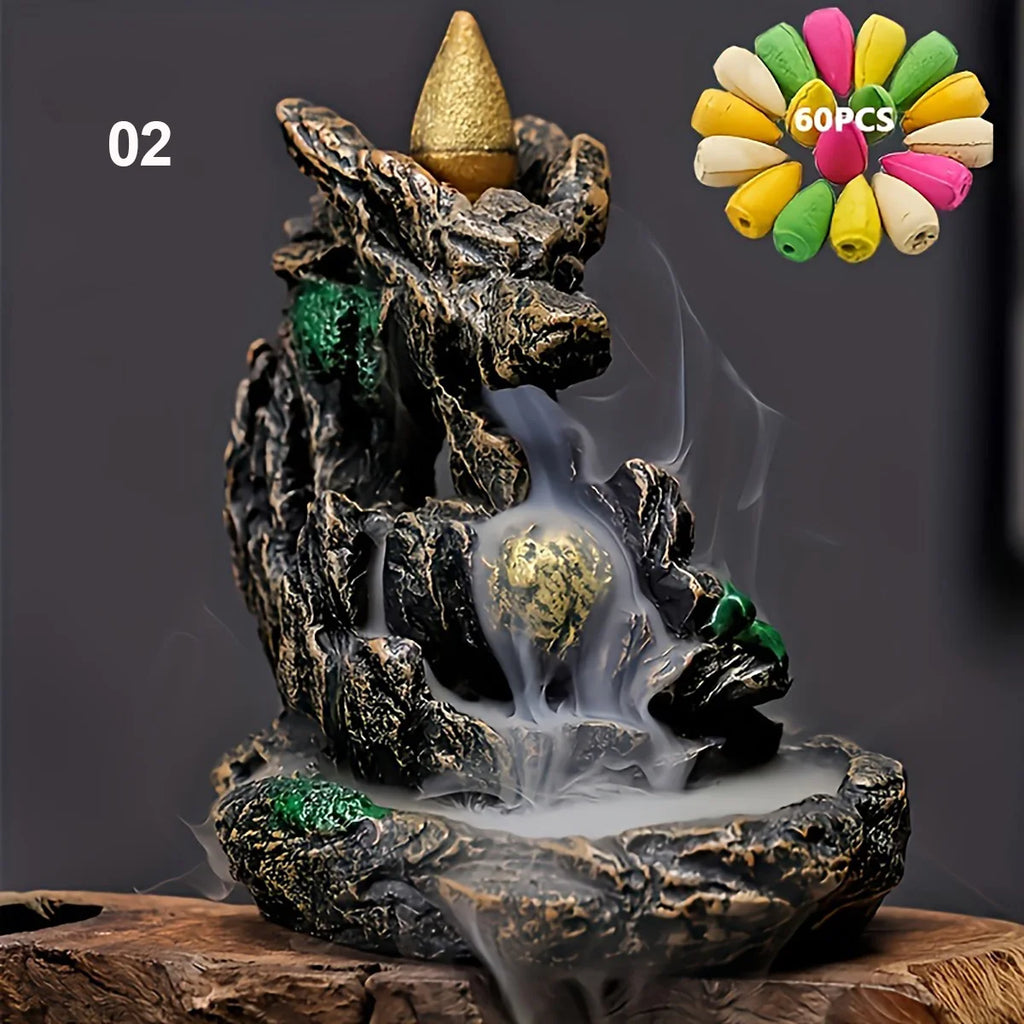 Backflow Incense Burner Waterfall – Reflux Aroma Smoke Censer with Cones