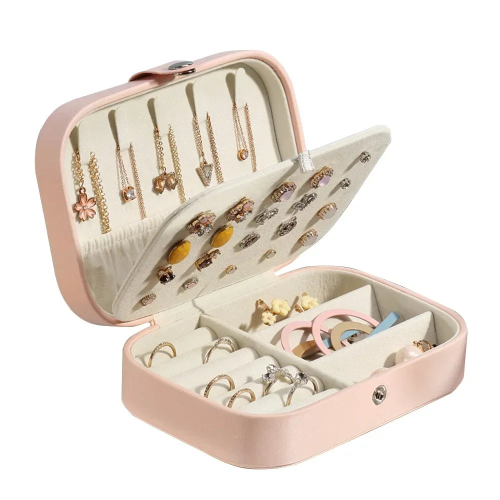 Portable Jewelry Box – Leather Travel Jewelry Organizer Case