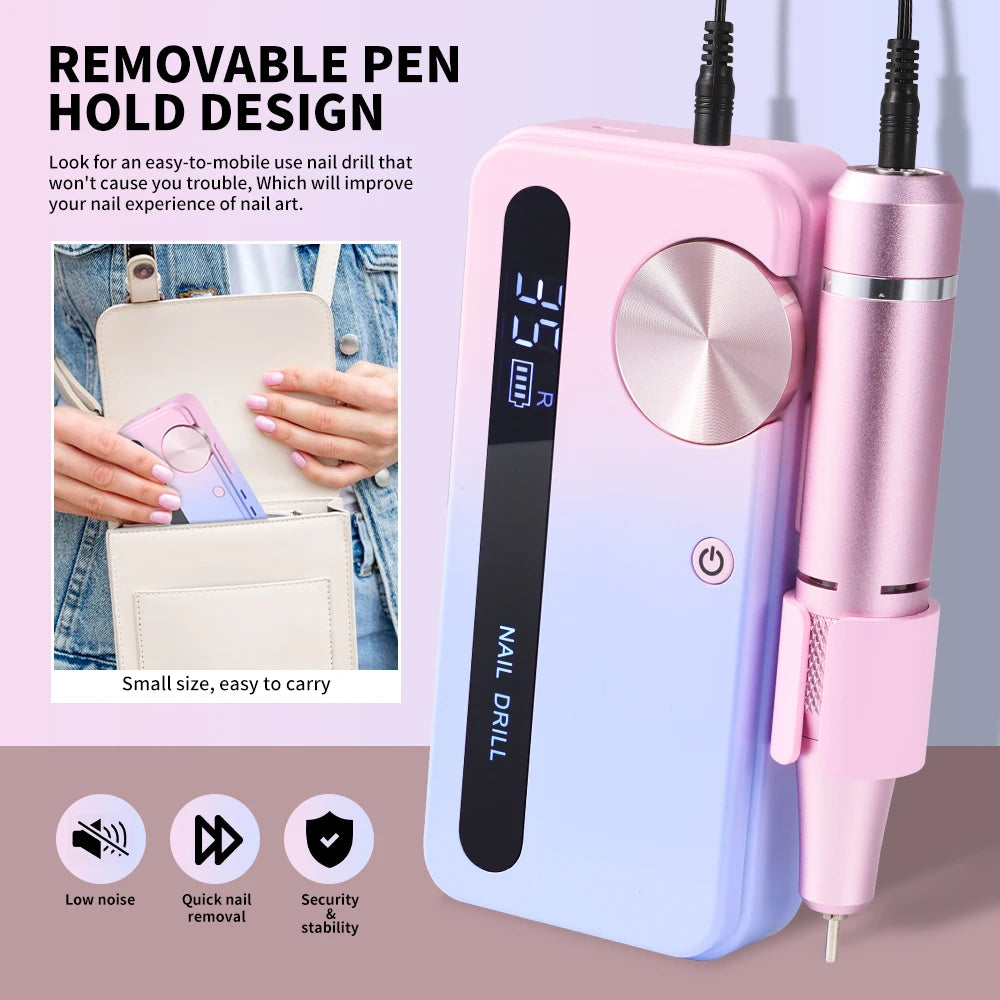 35000RPM Electric Nail Drill – Professional Rechargeable Portable Manicure & Gel Tool