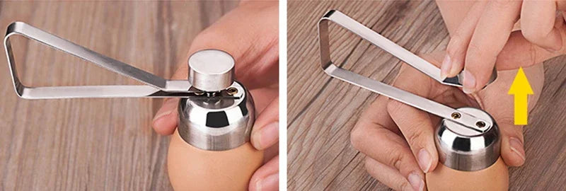Stainless Steel Egg Topper Cutter – Boiled & Raw Egg Opener for Easy Cooking